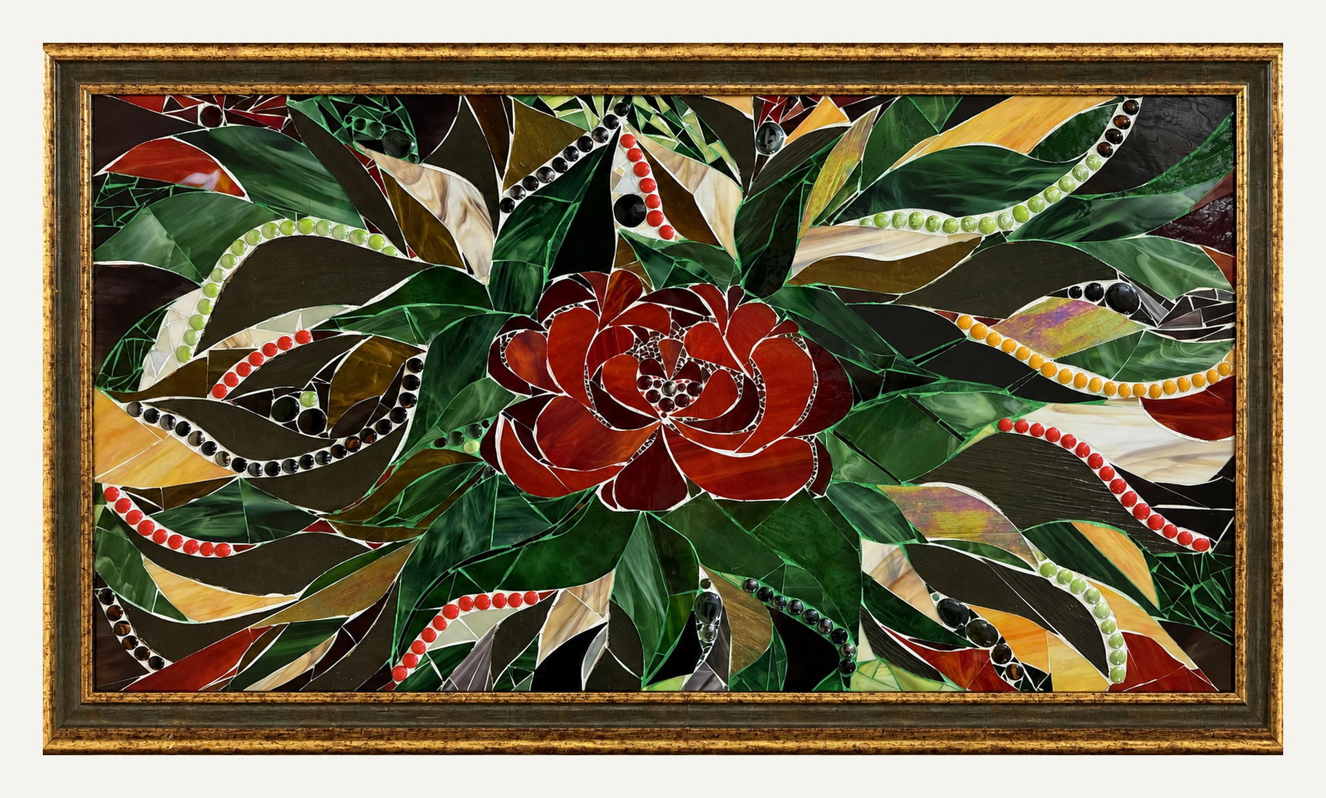 Revival - detail, Framed Glass Mosaic