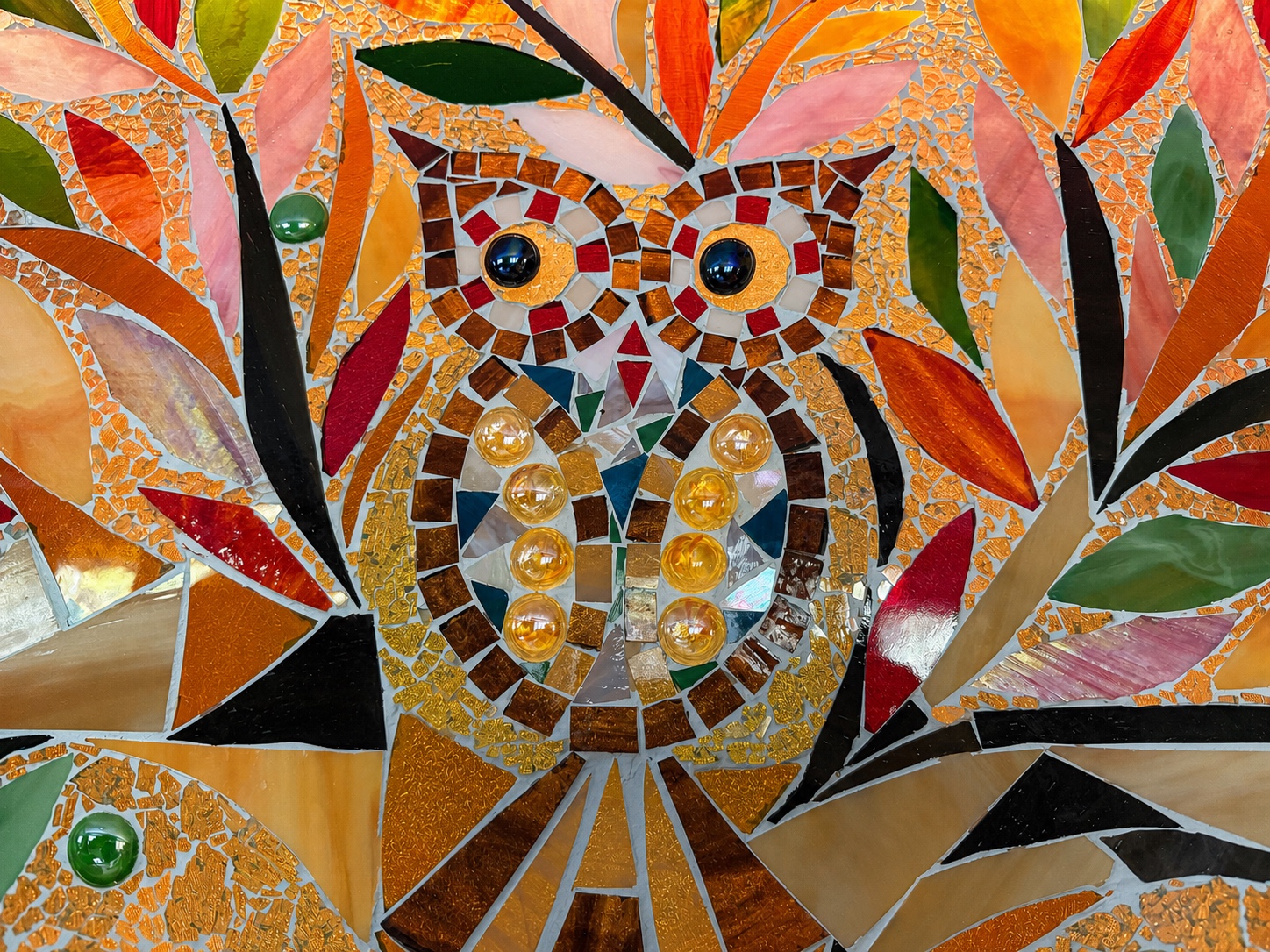 The Tree of Happiness — owl detail, backlit