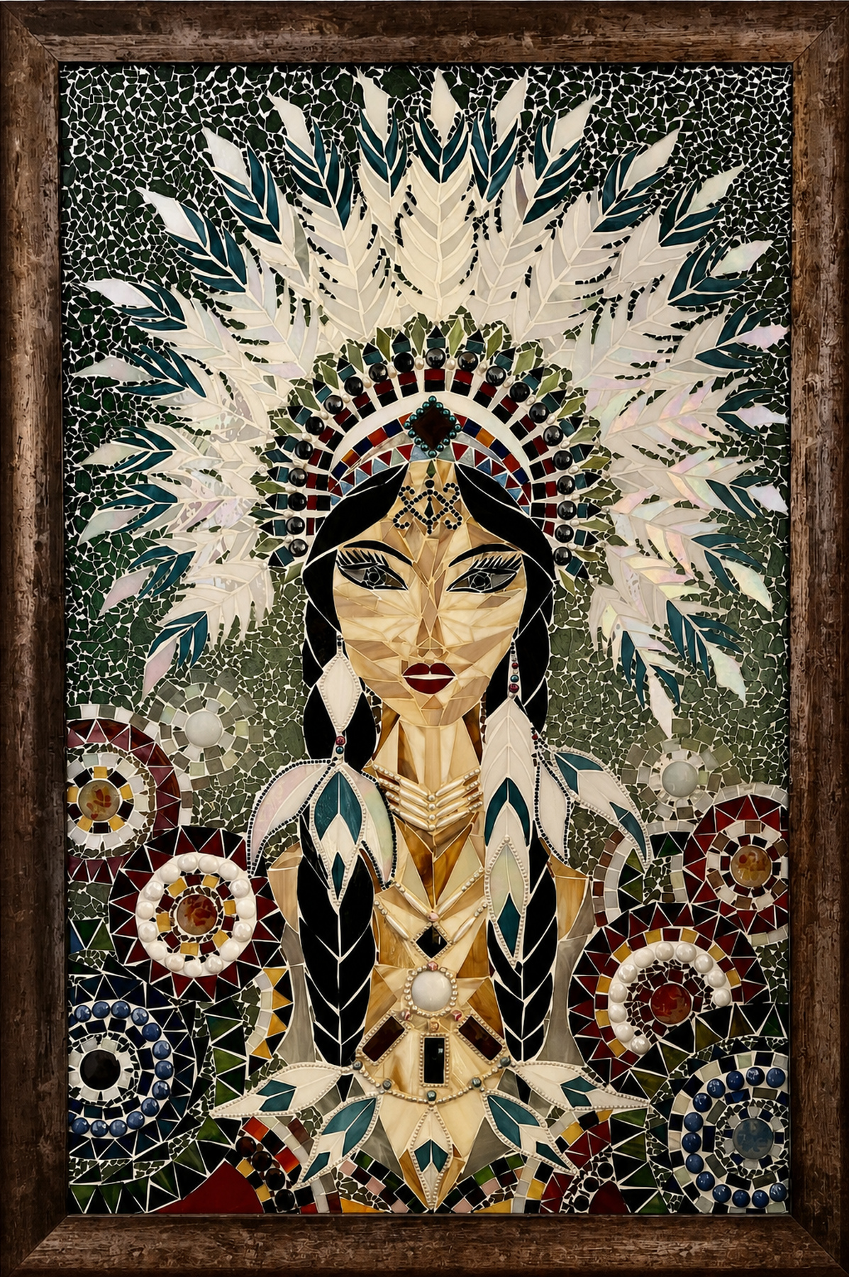 Ancestral Light - detail, Framed Glass Mosaic